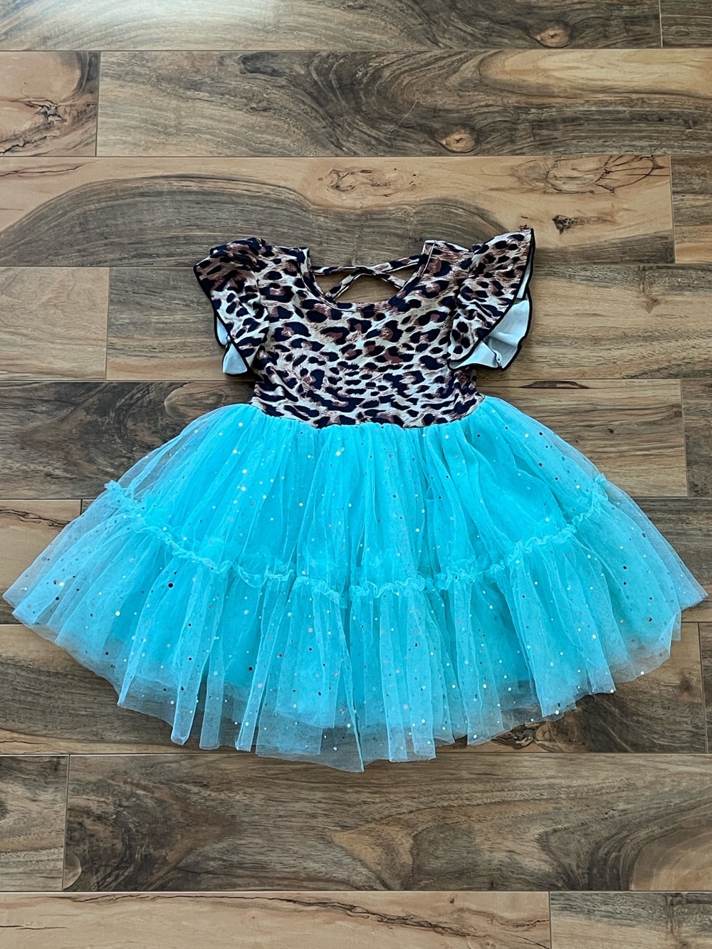 Leopard Turquoise Sparkle Tutu Dress Western Cowgirl Boutique Honey Bean Girls 3